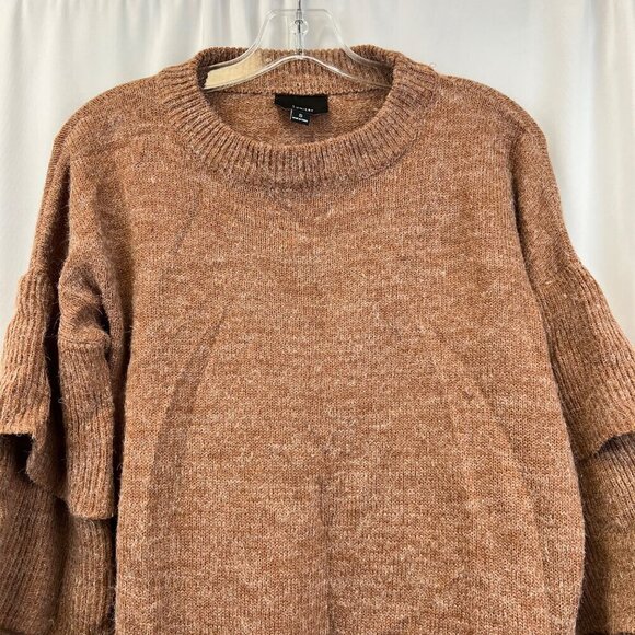 Lumiere Crew Neck Long Tiered Sleeve Sweater Rust/Gray Size Small Pullover - Picture 2 of 9